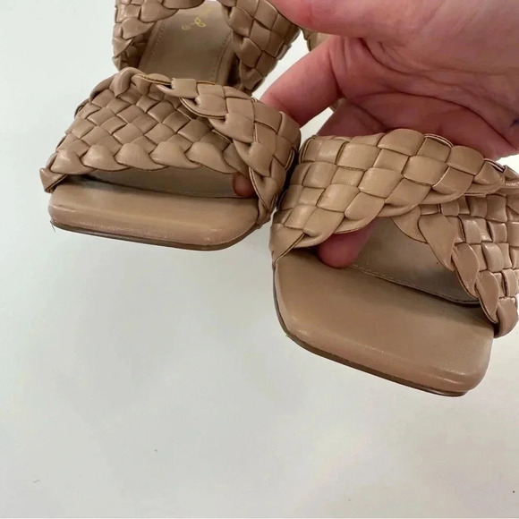 New Quipid womens heels size 5.5 36.5 taupe faux leather braided chunky - Picture 9 of 11